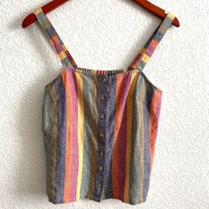 Madewell Rainbow Stripe Button-Front Tank Top XXS